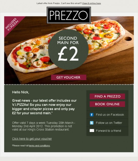 Prezzo HTML email with images enabled